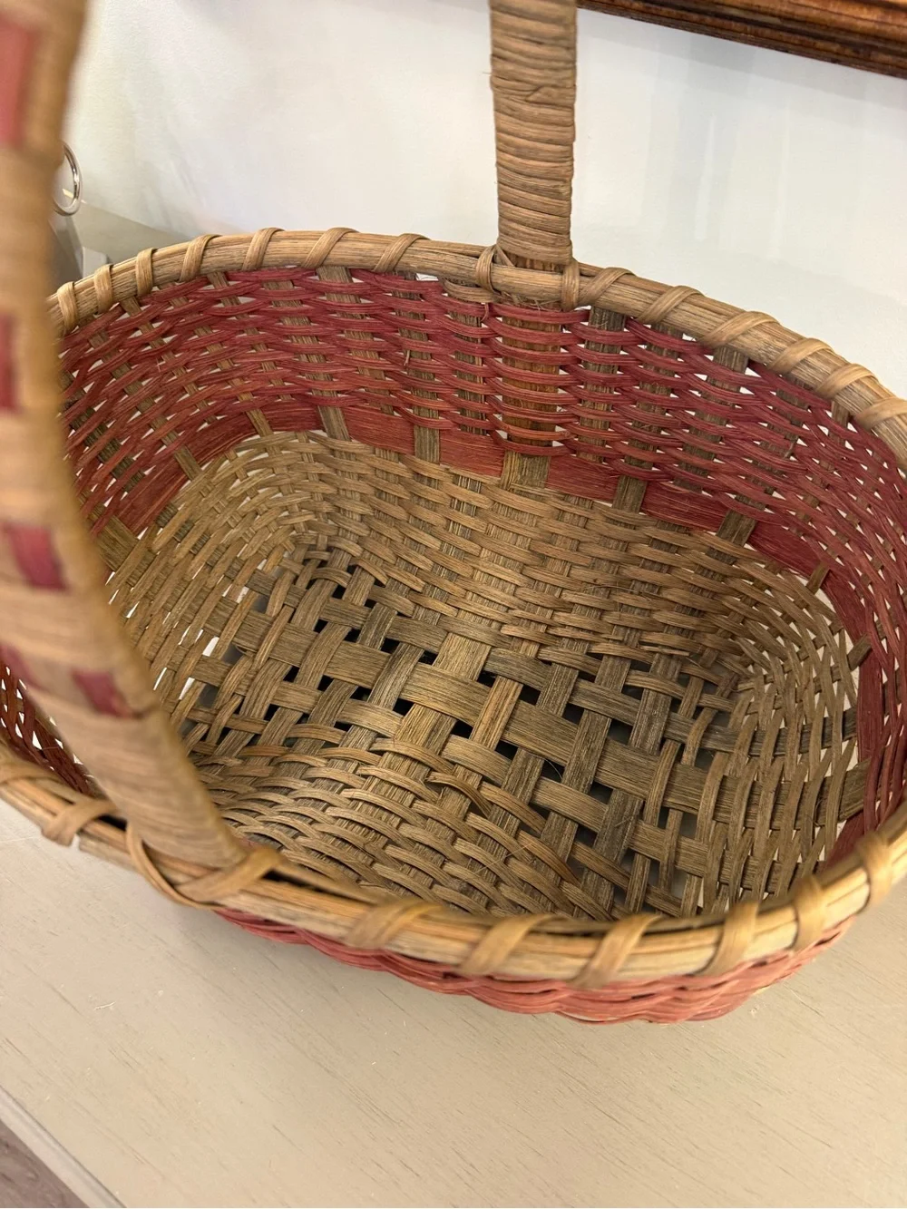 Handwoven Wicker Egg Gathering Storage Basket Oval Woven Sculpted Bottom